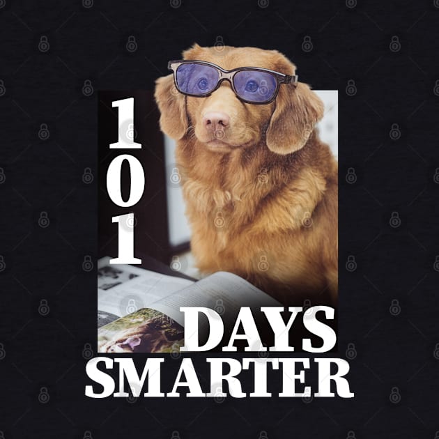 101 Days Smarter Cute Golden Retriever Dog With glasses by badCasperTess